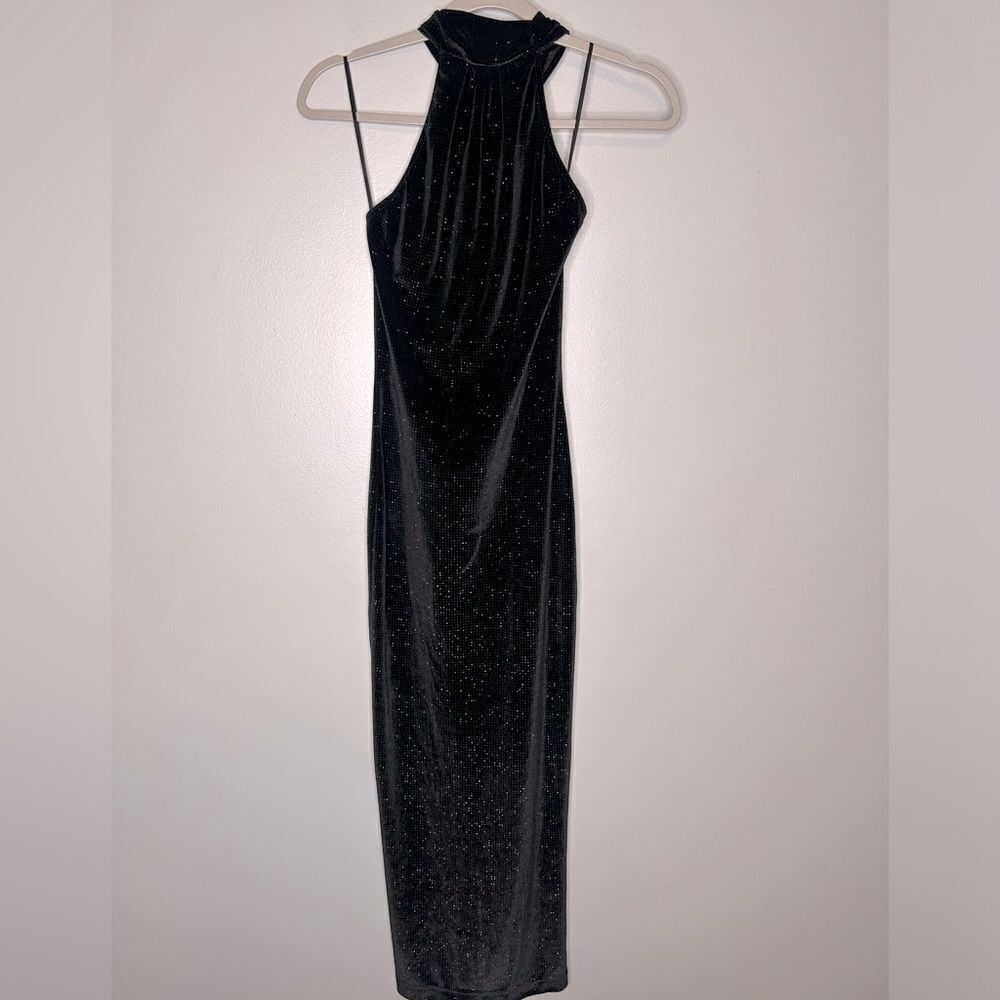 JluxLabel Embellished Halter Neck Dress